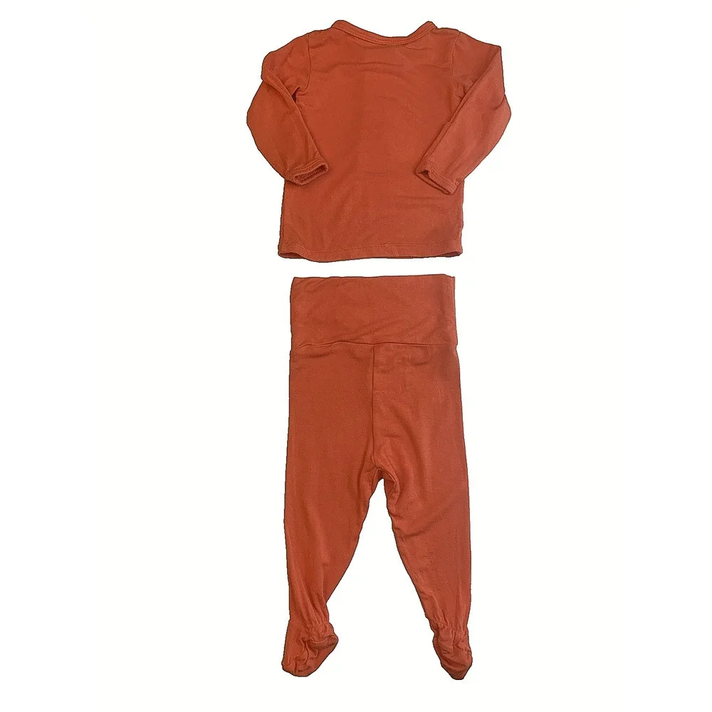Lou Lou & Company Bamboo Baby Lounge Set 2PC Rust Newborn Long Sleeve